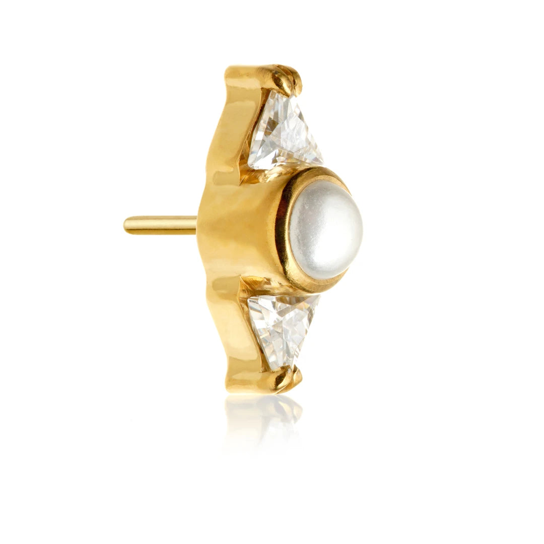 Gold PVD Ti Threadless Pearl & Gem Cluster Attachment
