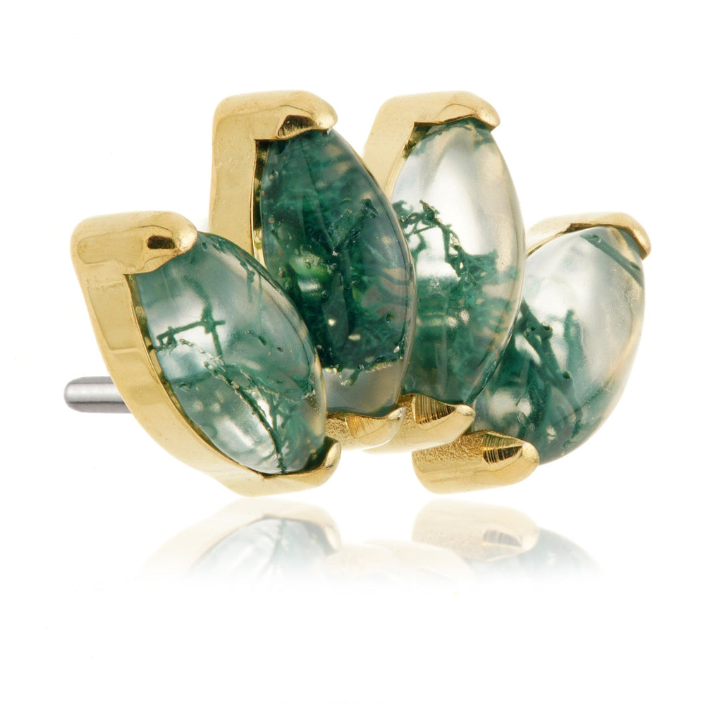 Zircon Gold Ti Threadless Moss Agate Marquise Gem Cluster Attachment