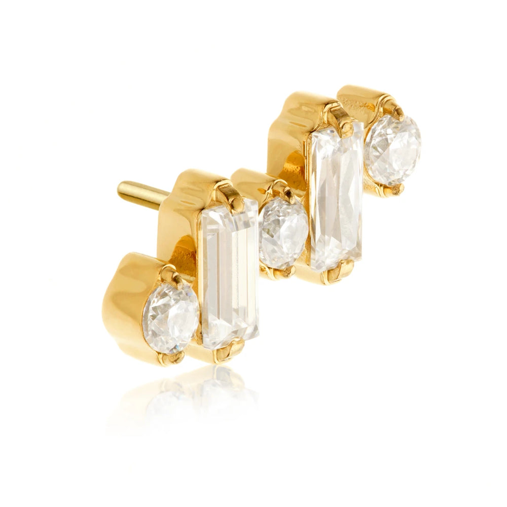 Gold PVD Ti Threadless Gem Cluster Attachment