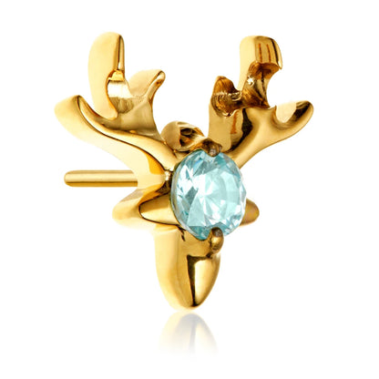 Gold PVD Ti Threadless Jewelled Deer Head Attachment