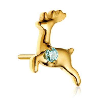 Gold PVD Ti Threadless Jewelled Deer Attachment