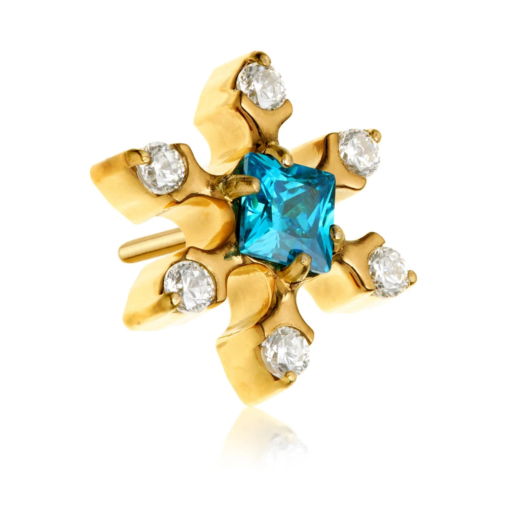 Gold PVD Ti Threadless Jewelled Snowflake Attachment