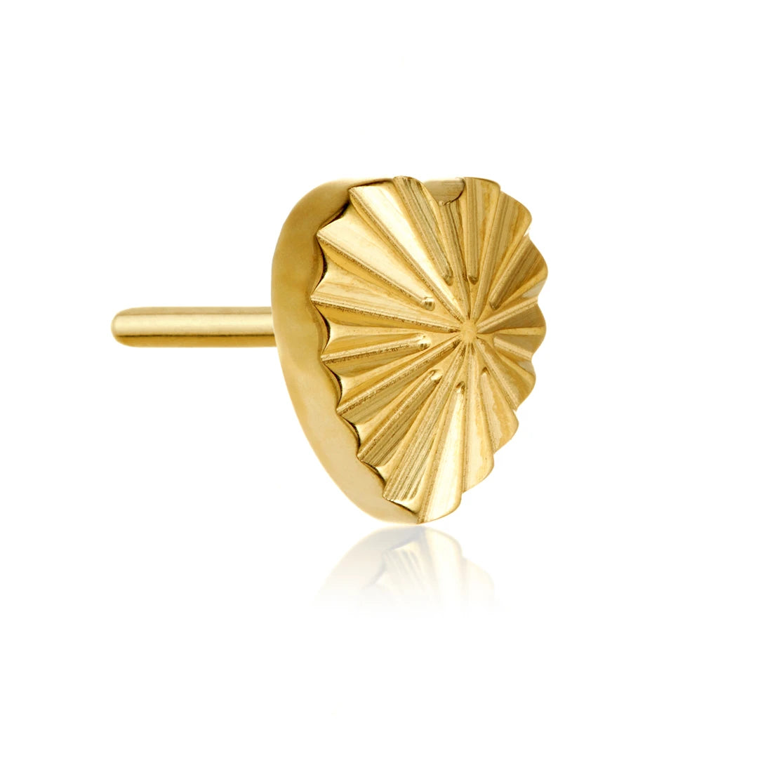 Gold PVD Ti Threadless Ridged Heart Attachment