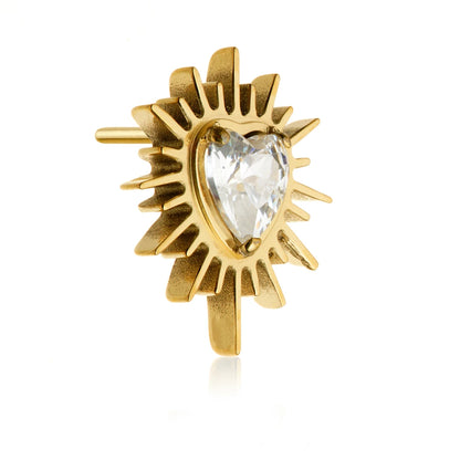 Gold PVD Ti Threadless Jewelled Spiked Heart Attachment