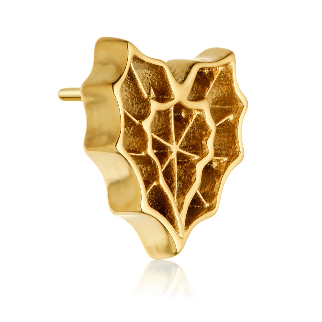 Gold PVD Ti Threadless Spider Web Heart Attachment