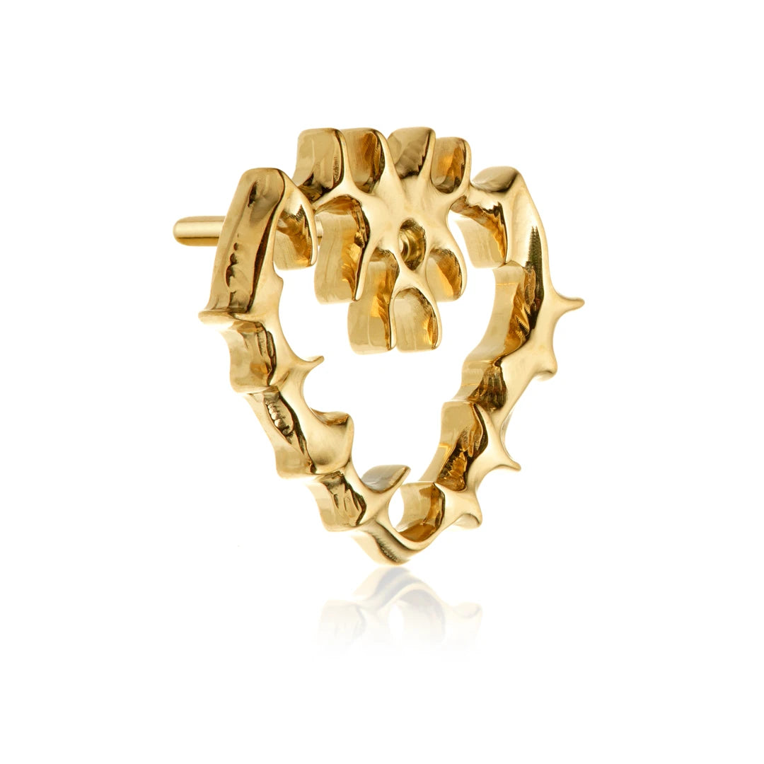 Gold PVD Ti Threadless Thorned Heart Attachment