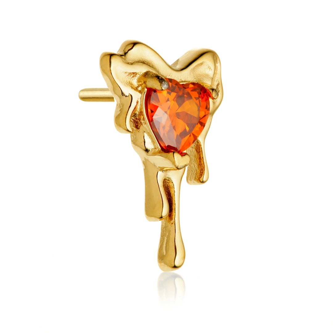 Gold PVD Ti Threadless Jewelled Molten Heart Attachment
