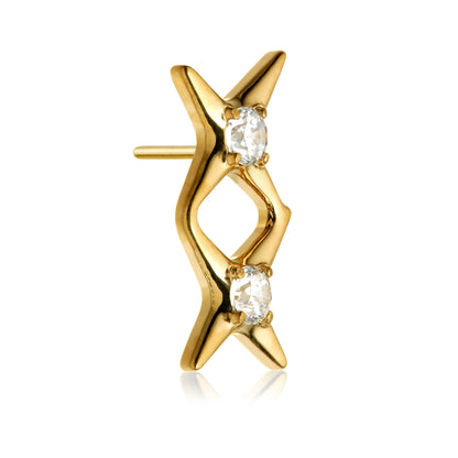 Gold PVD Ti Threadless Double Jewelled Star Attachment