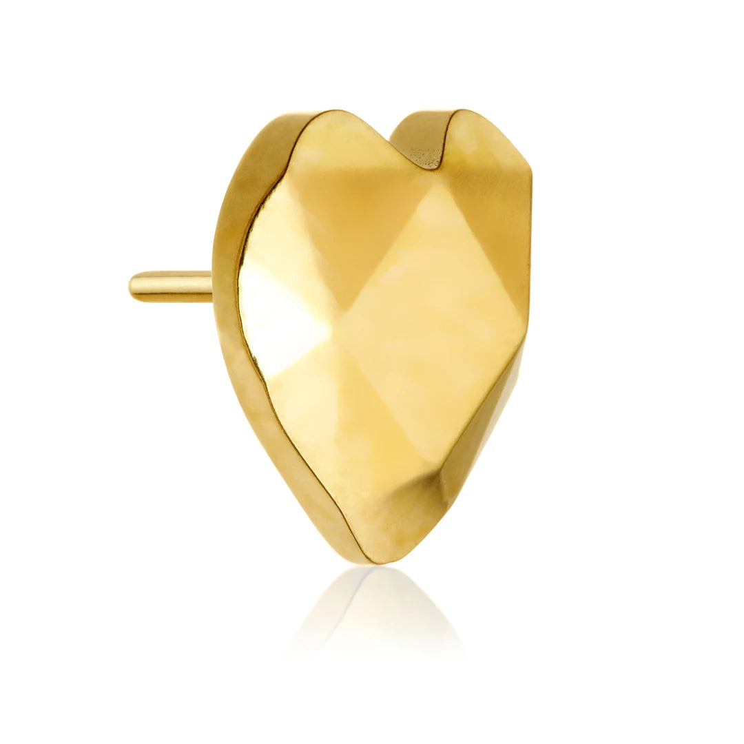 Gold PVD Ti Threadless Diamond Cut Heart Attachment