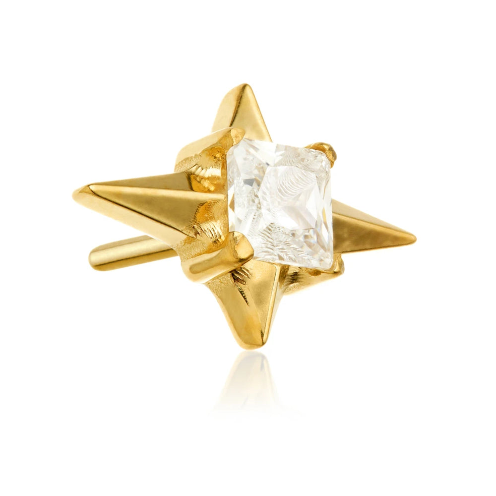 Gold PVD Ti Threadless 4 Point Jewelled Star Attachment
