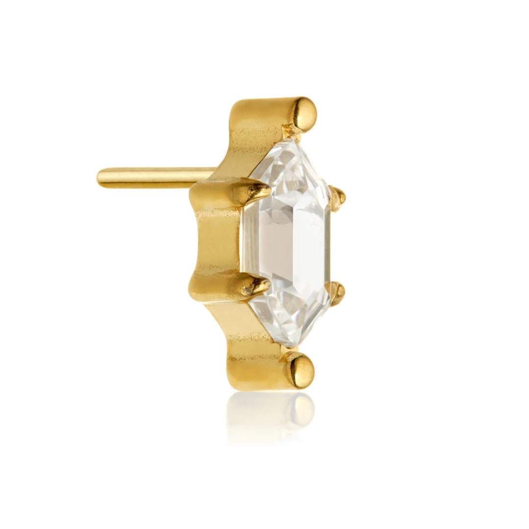 Gold PVD Ti Threadless Jewelled Prong Hexagon Attachment