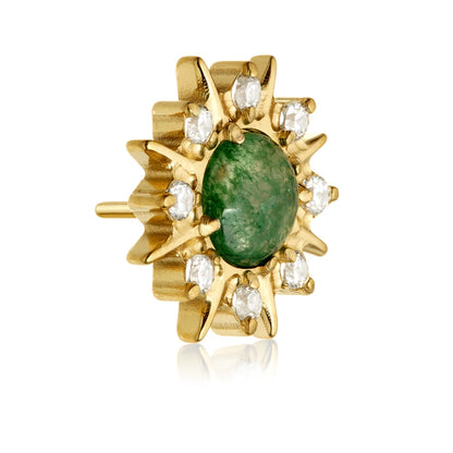 Gold PVD Ti Threadless Moss Agate Gem Cluster Attachment