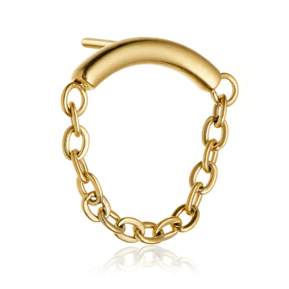 Gold PVD Titanium Threadless Attachment with Hanging Chain