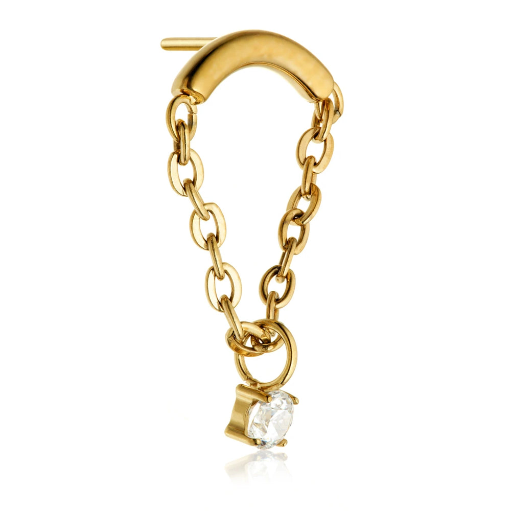 Gold PVD Ti Threadless Attachment With Prong Hanging Chain