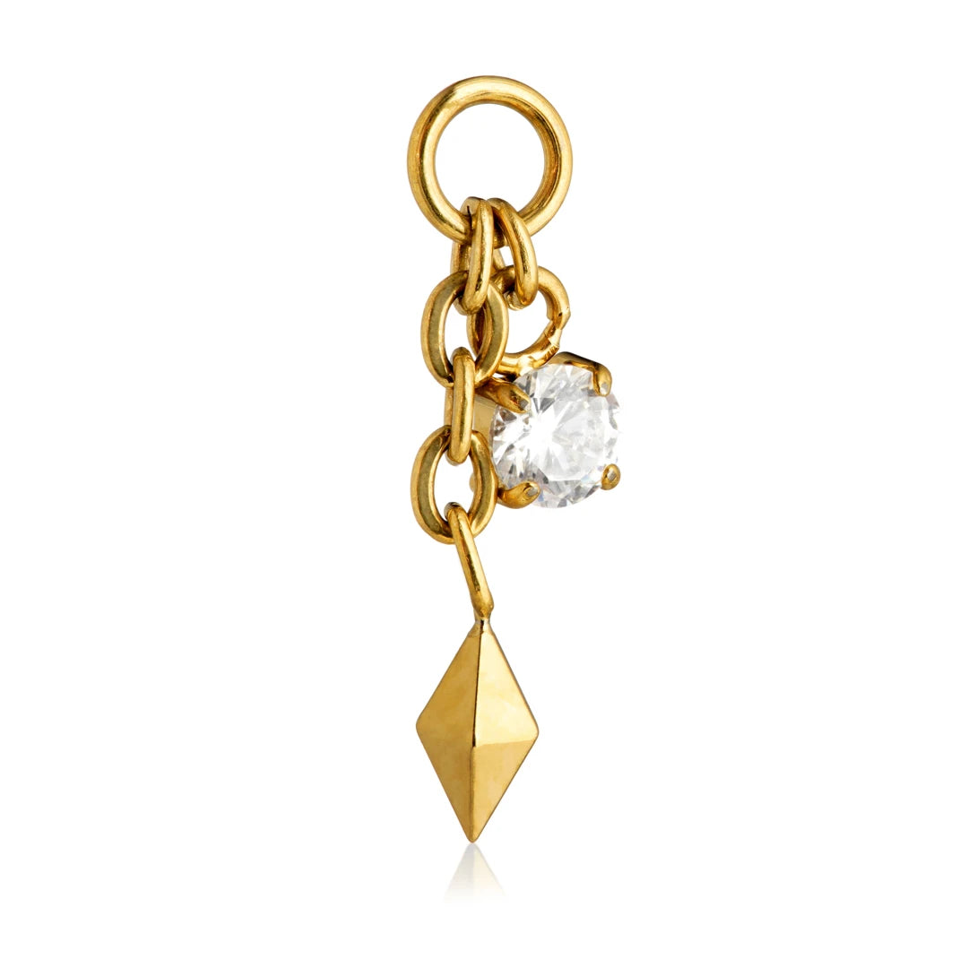 Gold PVD Titanium Kite With Gem Hanging Chain Attachment