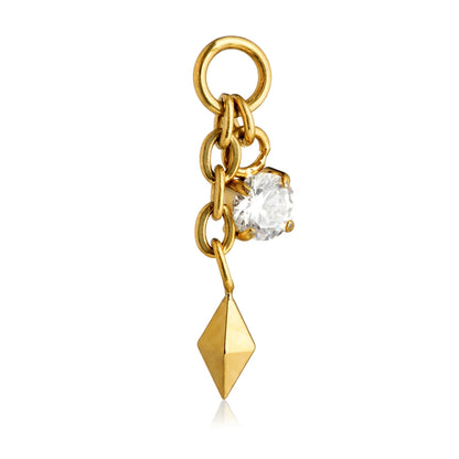 Gold PVD Titanium Kite With Gem Hanging Chain Attachment