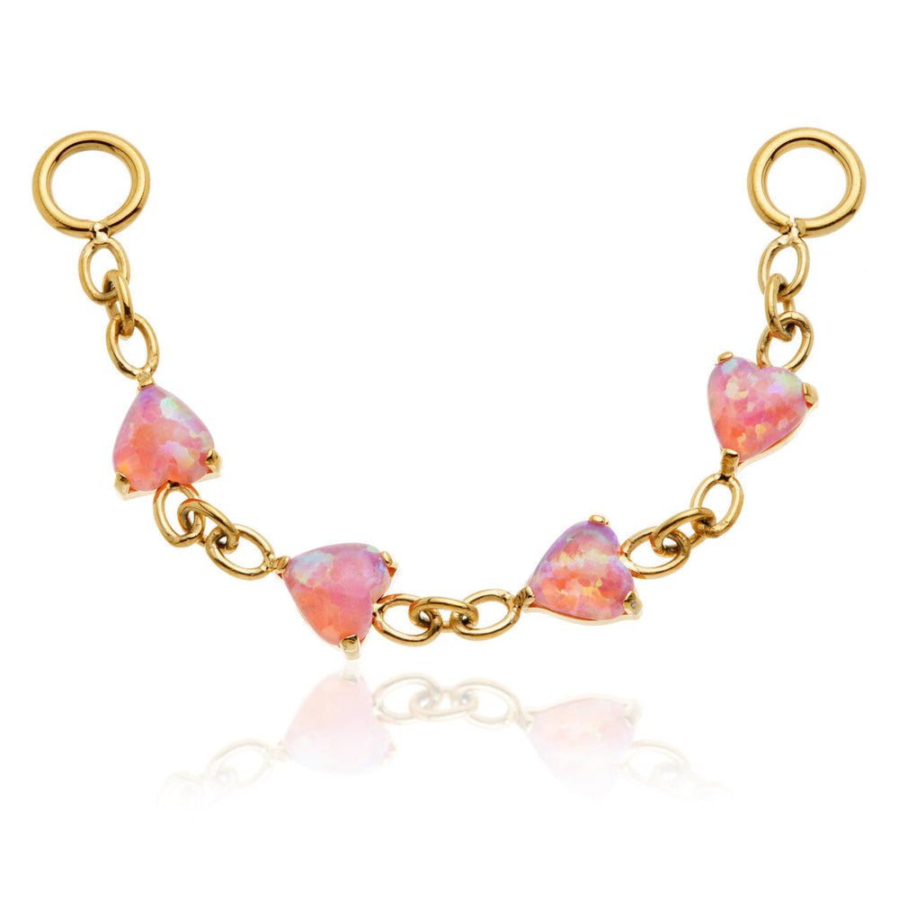Zircon Gold Titanium Opal Heart Chain Attachment