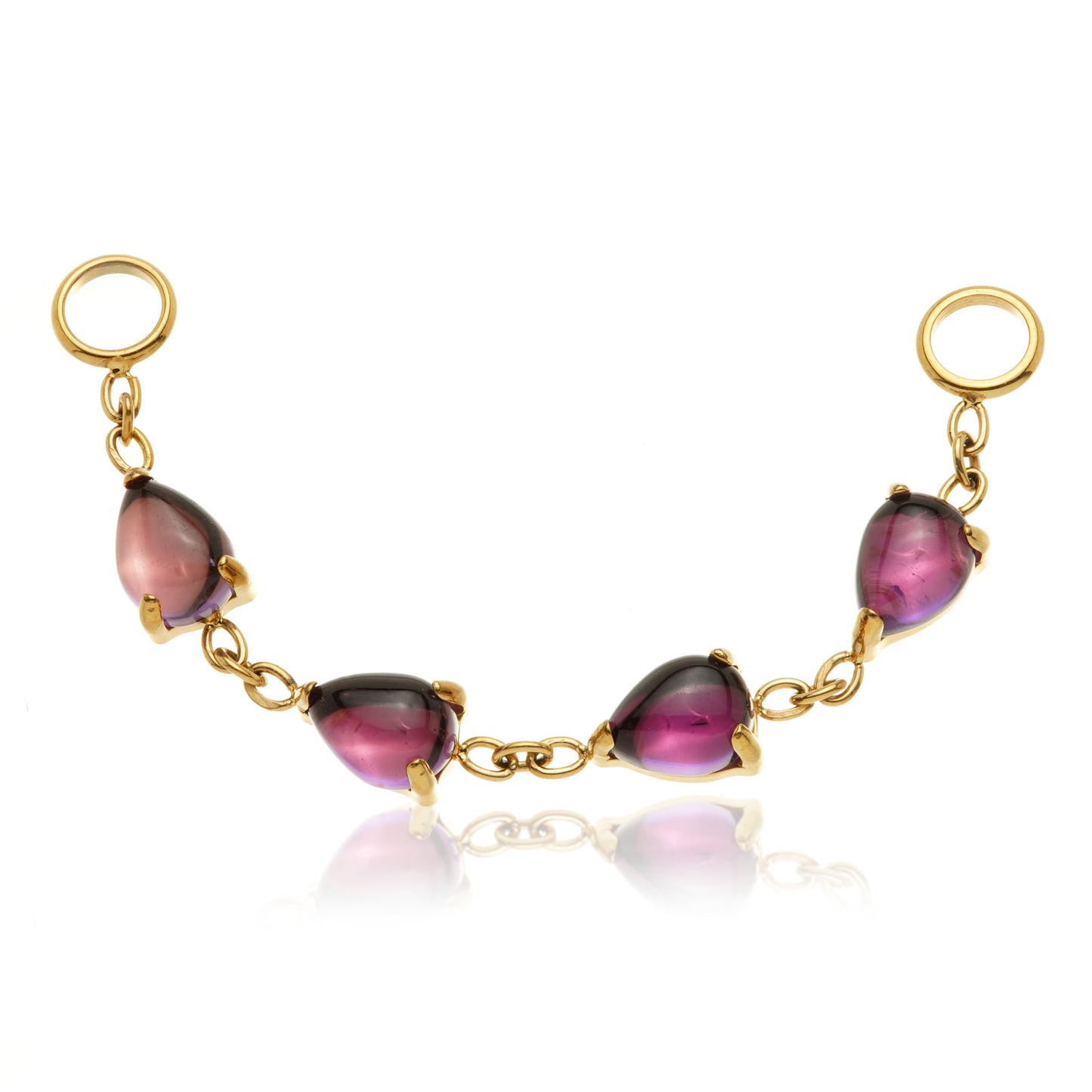 Zircon Gold Titanium Amethyst Multi Teardrop Chain Attachment