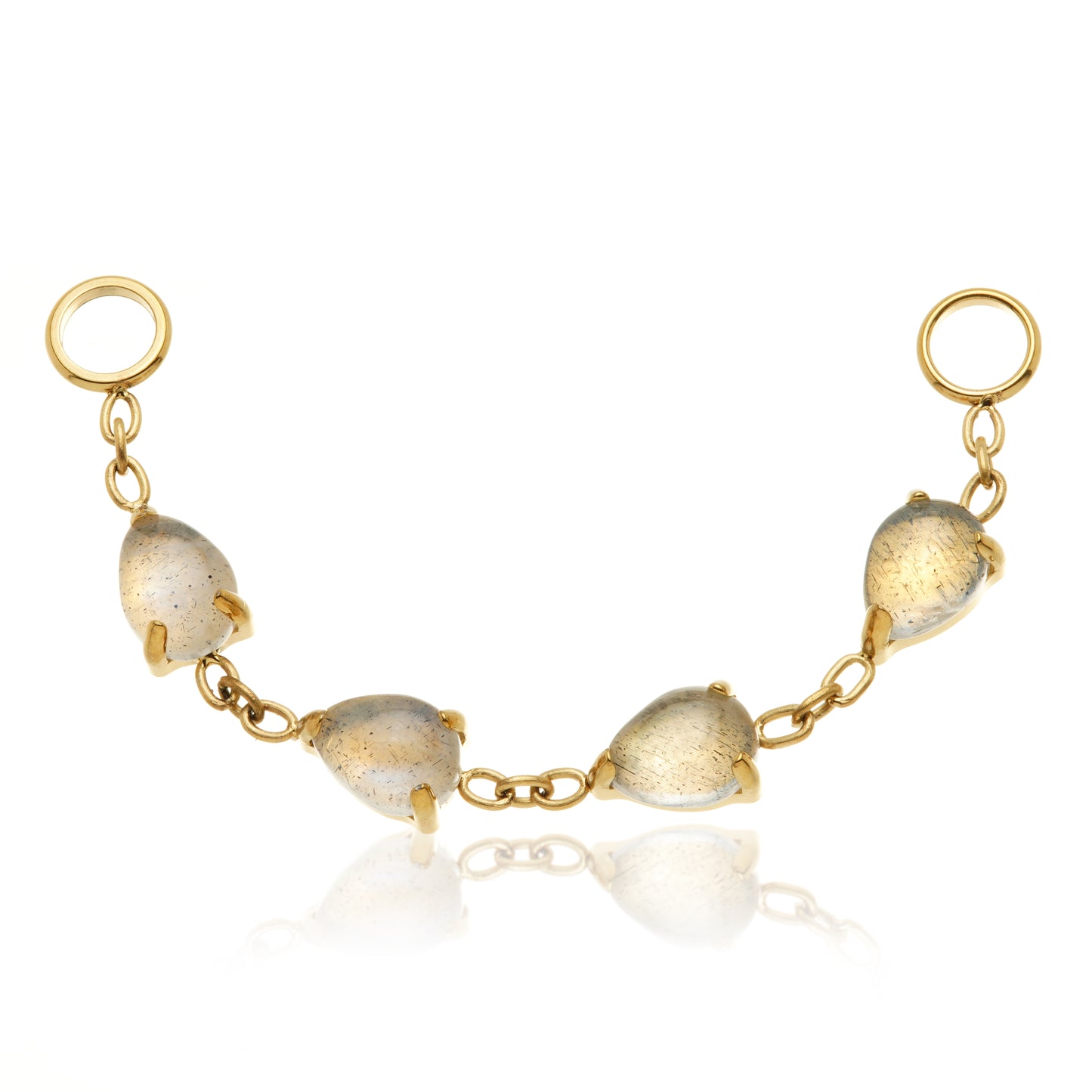 Zircon Gold Titanium Labradorite Multi Teardrop Chain Attachment