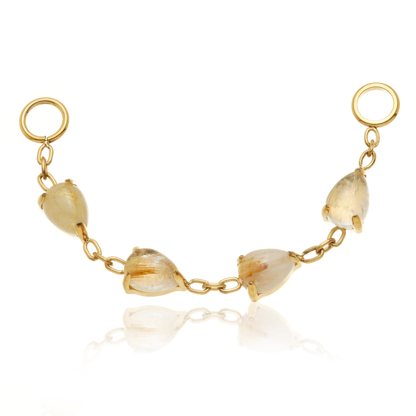 Zircon Gold Titanium Tourmalated Quartz Multi Teardrop Chain Attachment