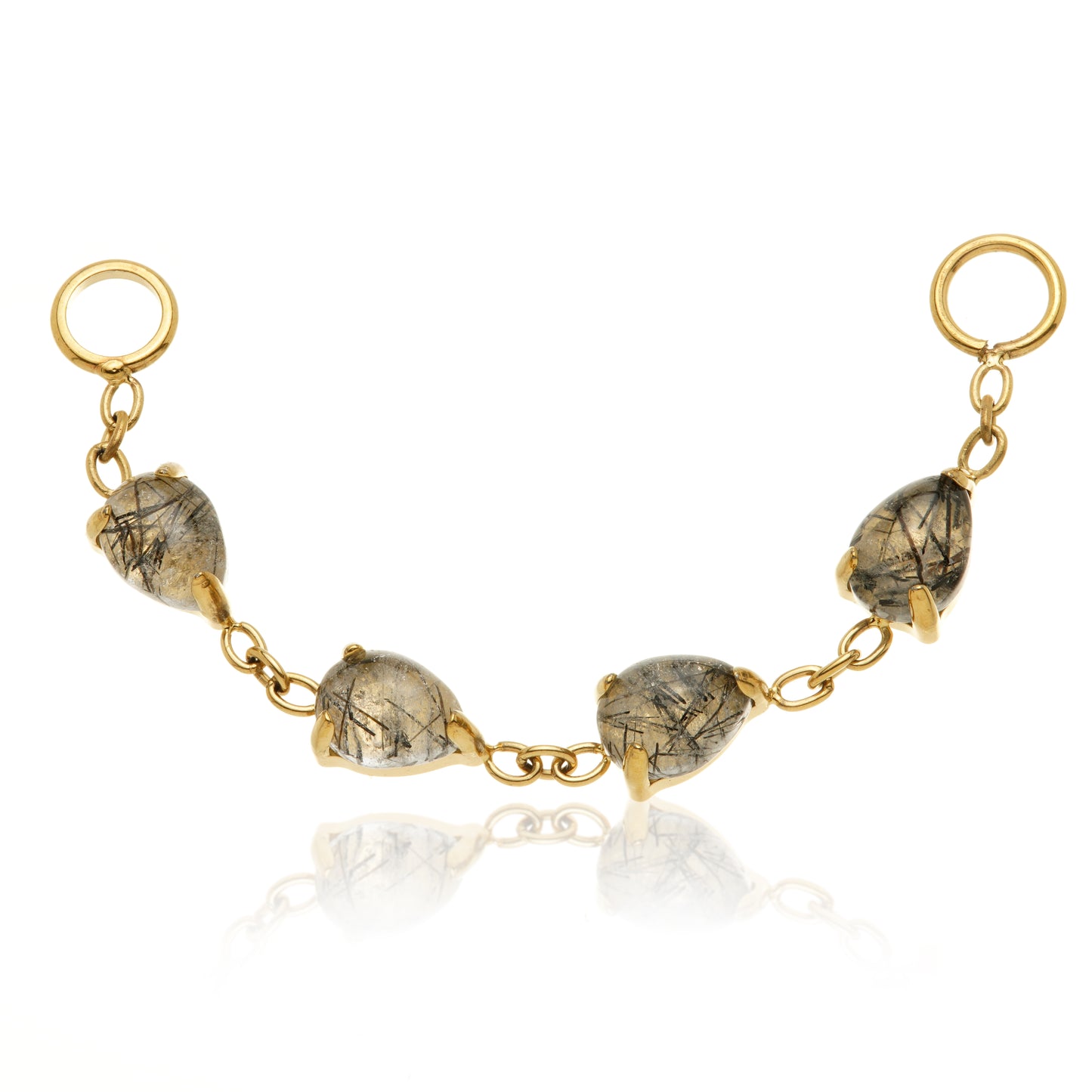 Zircon Gold Titanium Rutilated Quartz Multi Teardrop Chain Attachment