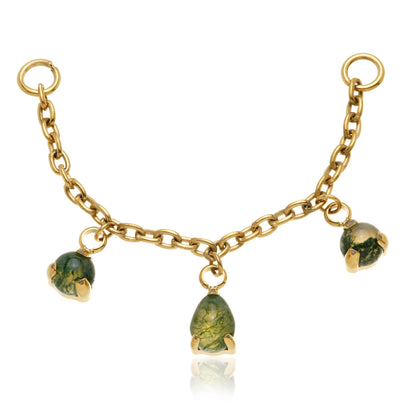 Zircon Gold Moss Agate Multi Shape Chain Attachment