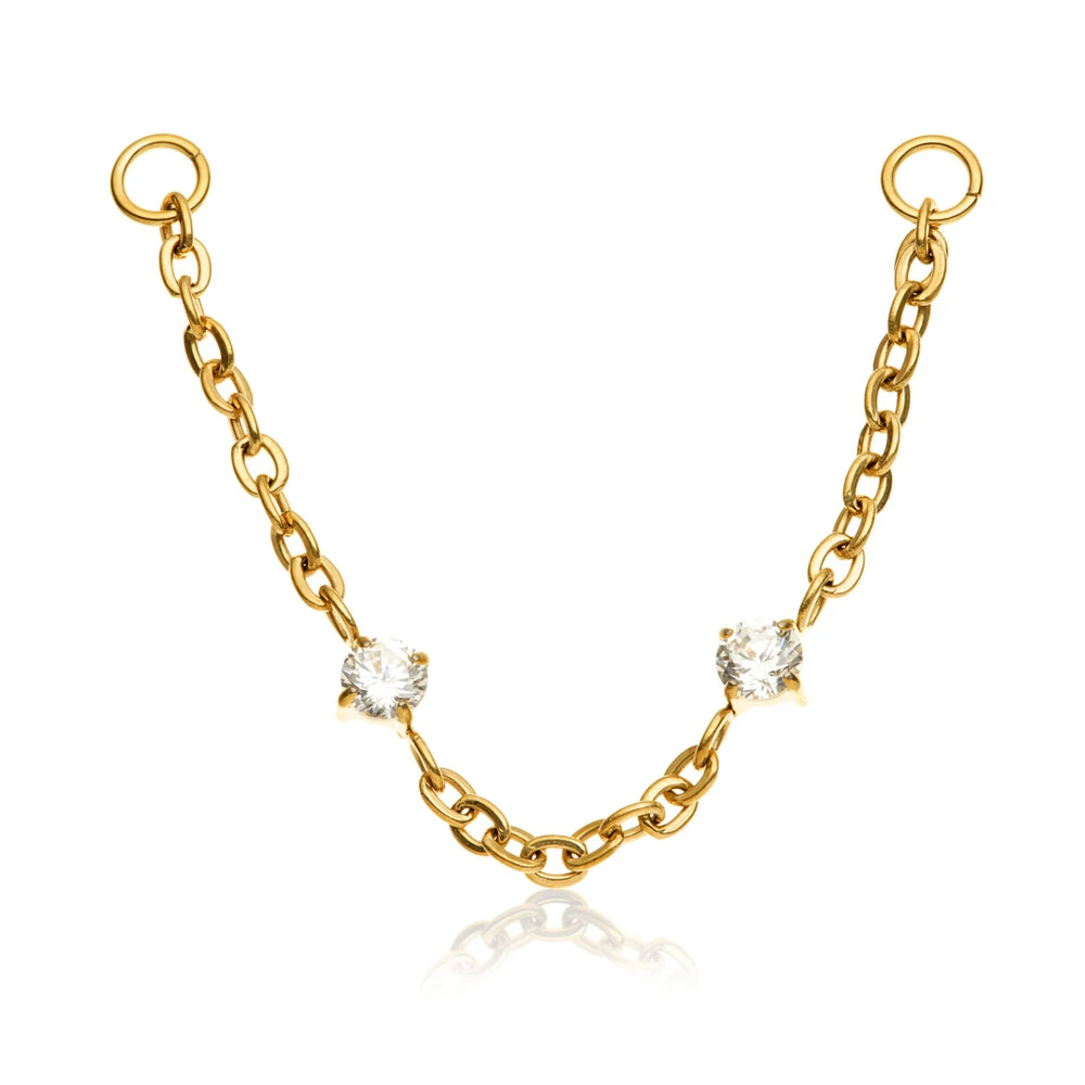 Gold PVD Titanium Double Gem Chain Attachment