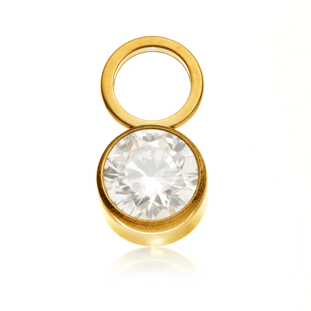 Gold PVD Ti Bezel Gem Charm Attachment