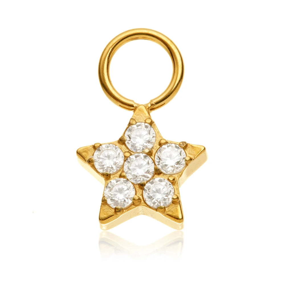 Gold PVD Ti Jewelled Star Charm Attachment