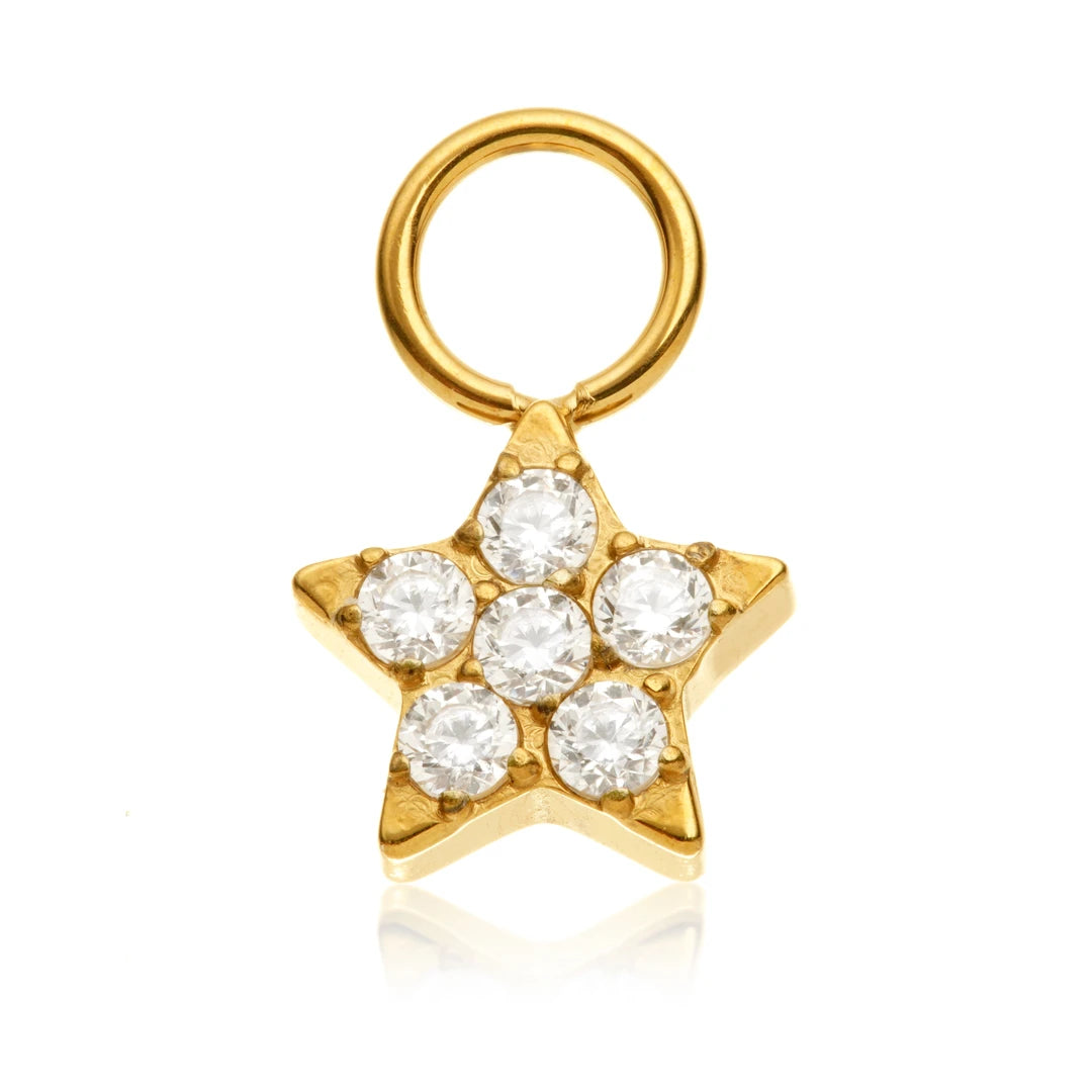 Gold PVD Ti Jewelled Star Charm Attachment