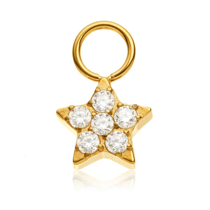 Gold PVD Ti Jewelled Star Charm Attachment