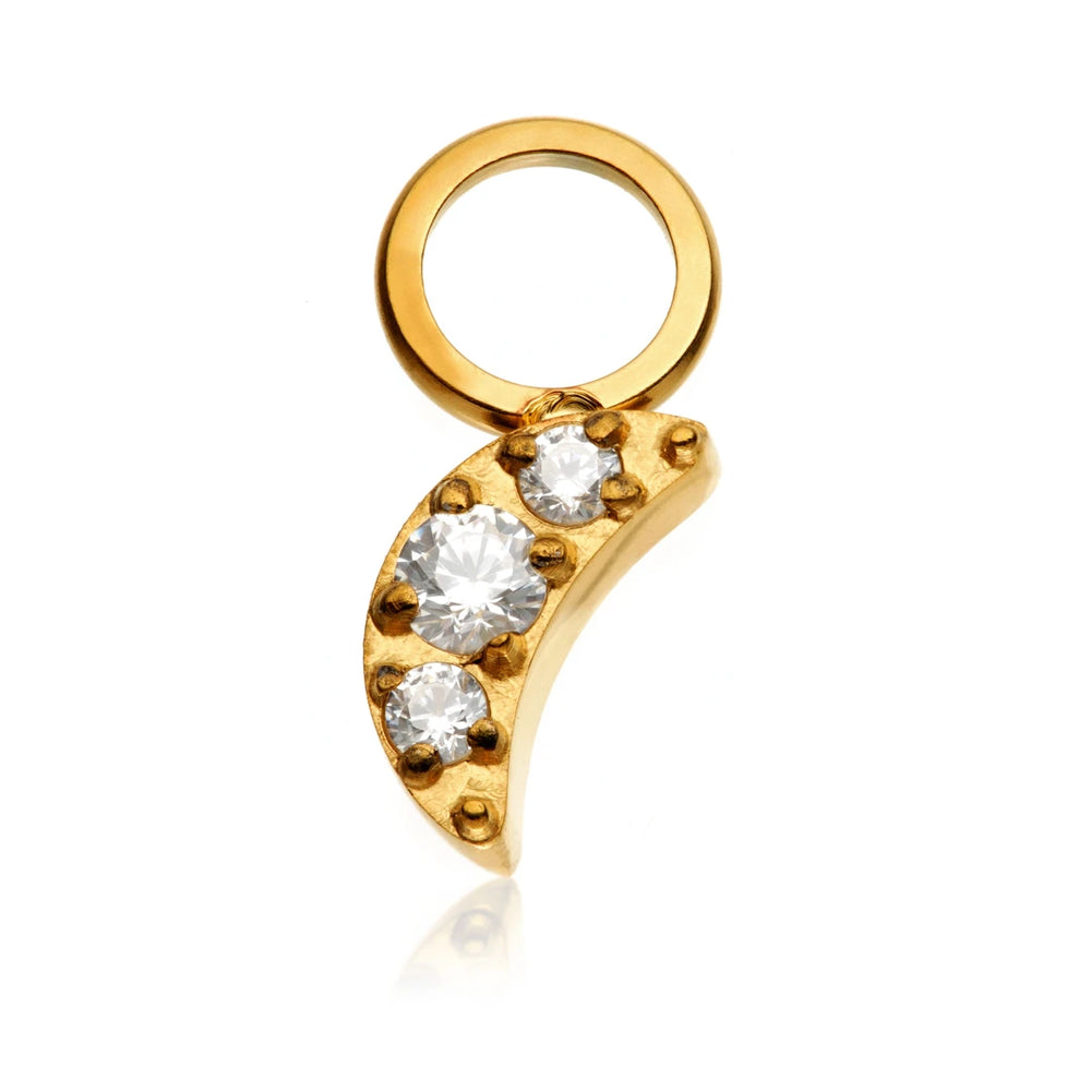 Gold PVD Ti Jewelled Moon Charm Attachment