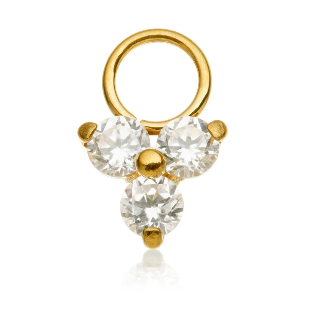 Gold PVD Ti Jewelled Trinity Charm Attachment