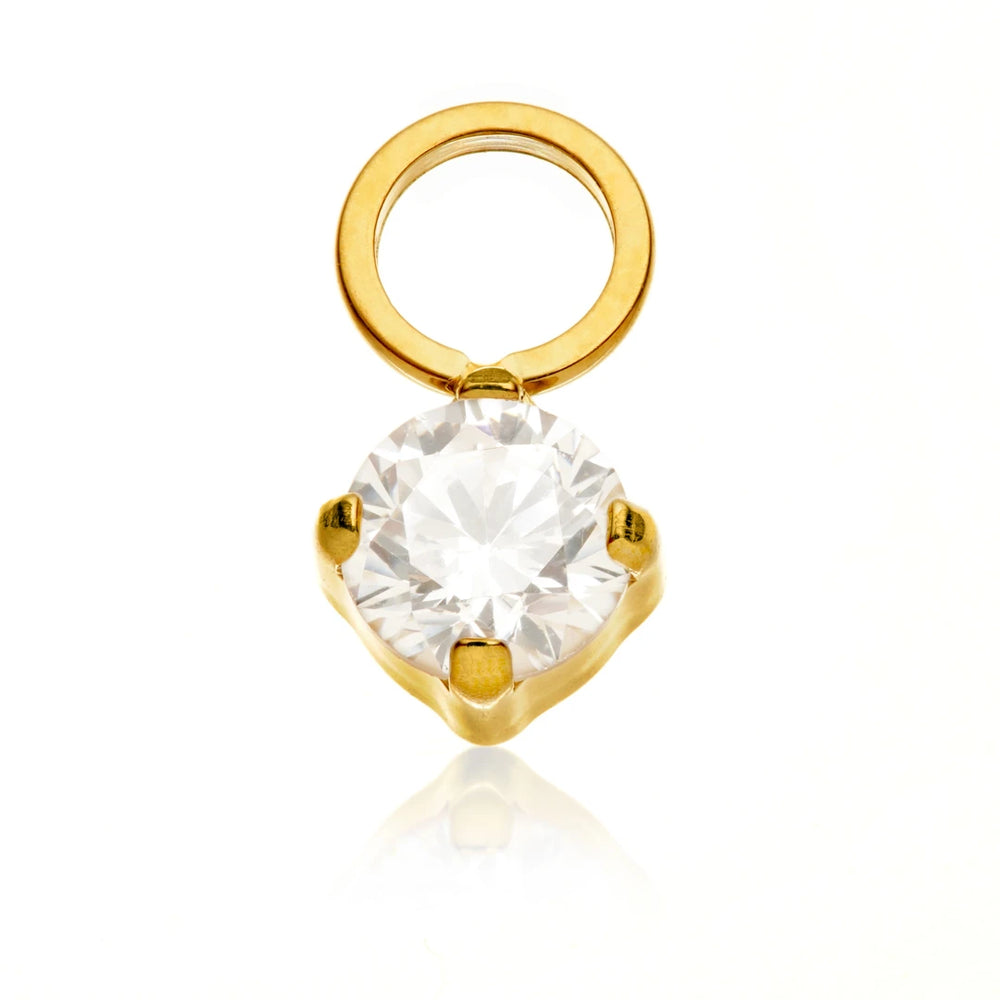 Gold PVD Ti Prong-Set Gem Charm Attachment