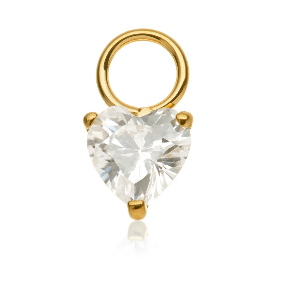 Gold PVD Ti Jewelled Heart Charm Attachment