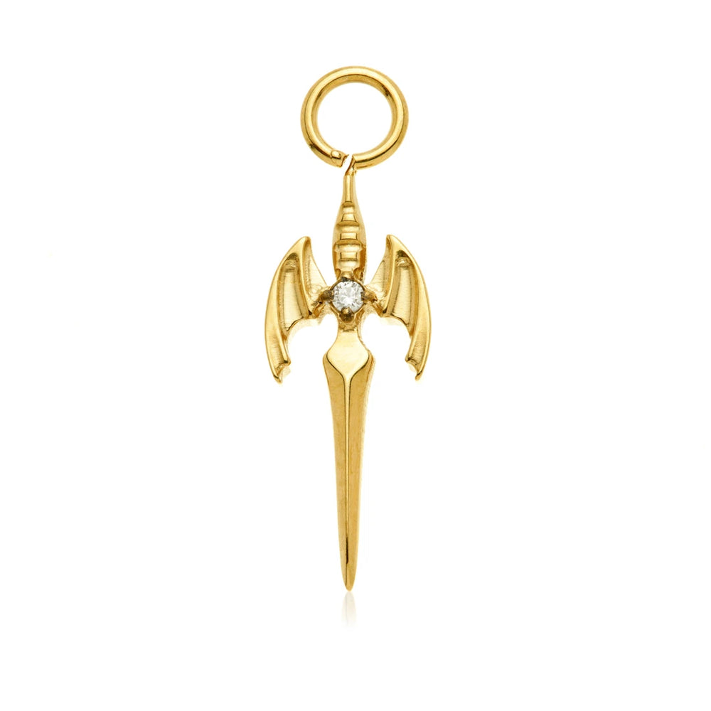 Gold PVD Ti Winged Sword Charm Attachment