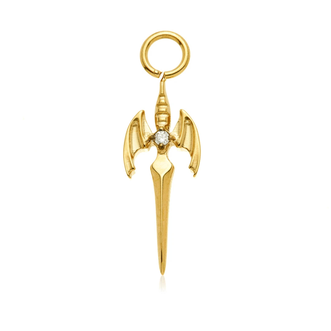 Gold PVD Ti Winged Sword Charm Attachment