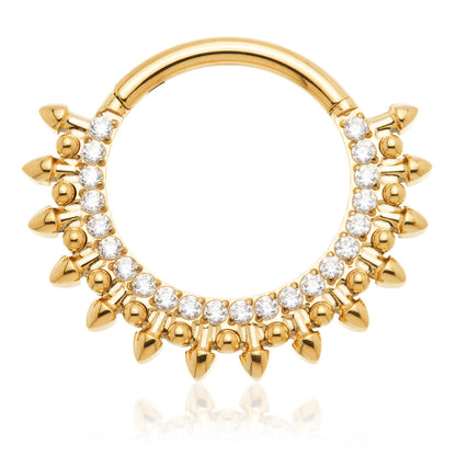 Zircon Gold Ti Pavé Gem Spike Daith Ring-1.2-10