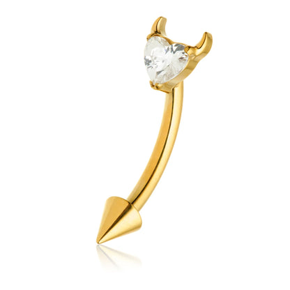 Gold PVD Ti Internal Horny Heart Rook Bar