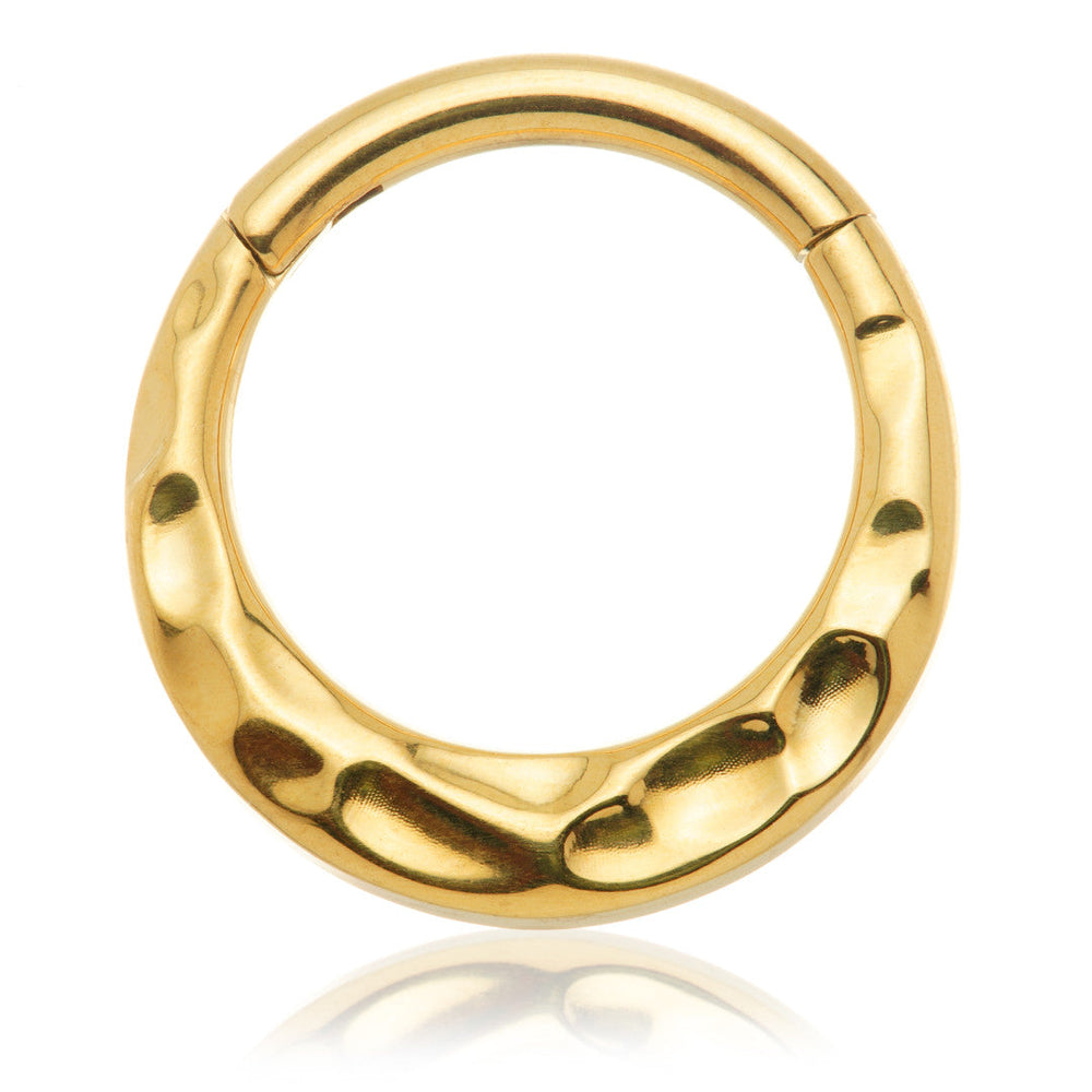 Zircon Gold Ti Couture Front Facing Hammered Hinged Ring