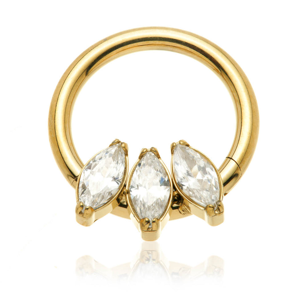 Zircon Gold Ti Couture Forward Facing Triple Marquise Ring
