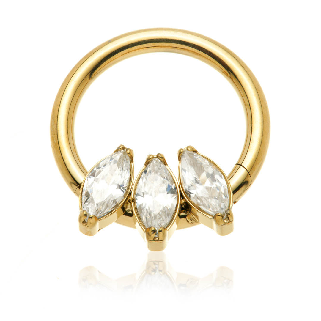 Zircon Gold Ti Couture Forward Facing Triple Marquise Ring