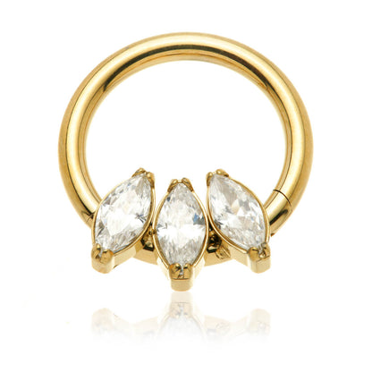 Zircon Gold Ti Couture Forward Facing Triple Marquise Ring