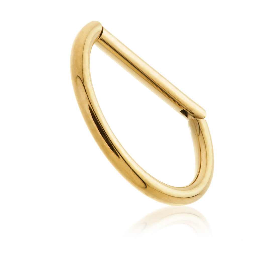 Zircon Gold Titanium Plain D Shape Hinged Ring