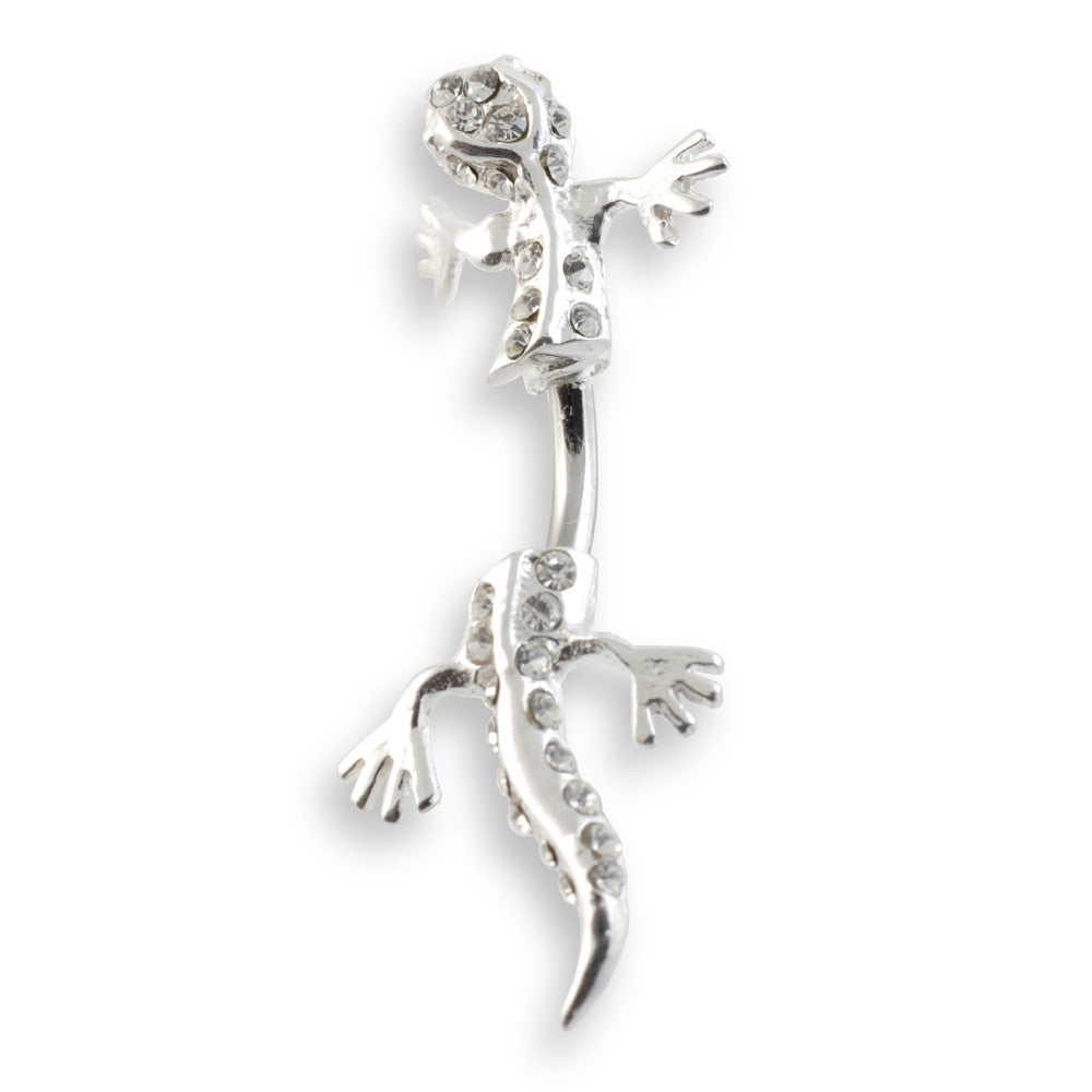 Gecko Silver & Steel Hanging Navel
