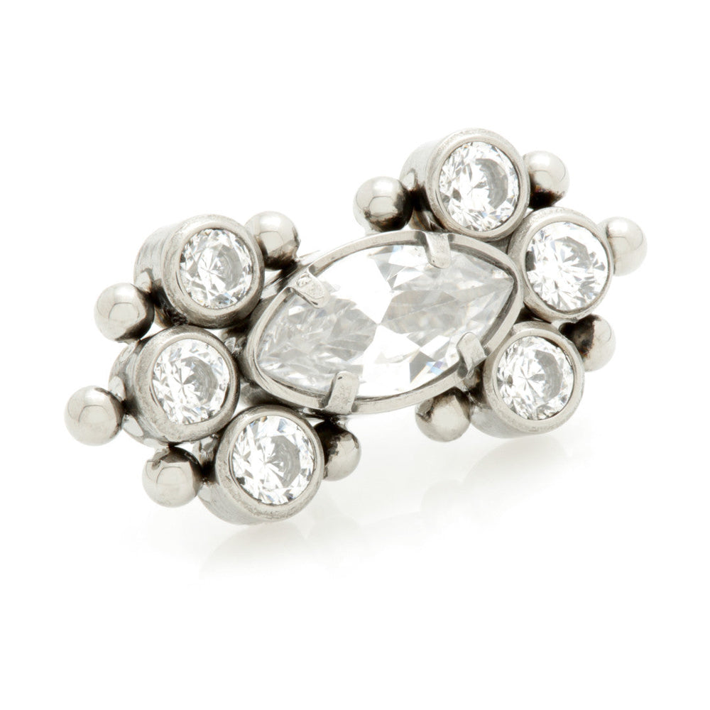 Ti Threadless Jewelled Marquise with Side Bezel Gems Attachment