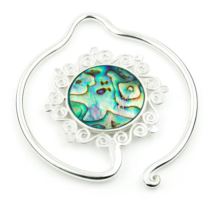 1x Silver Brass Ear Weight with Abalone