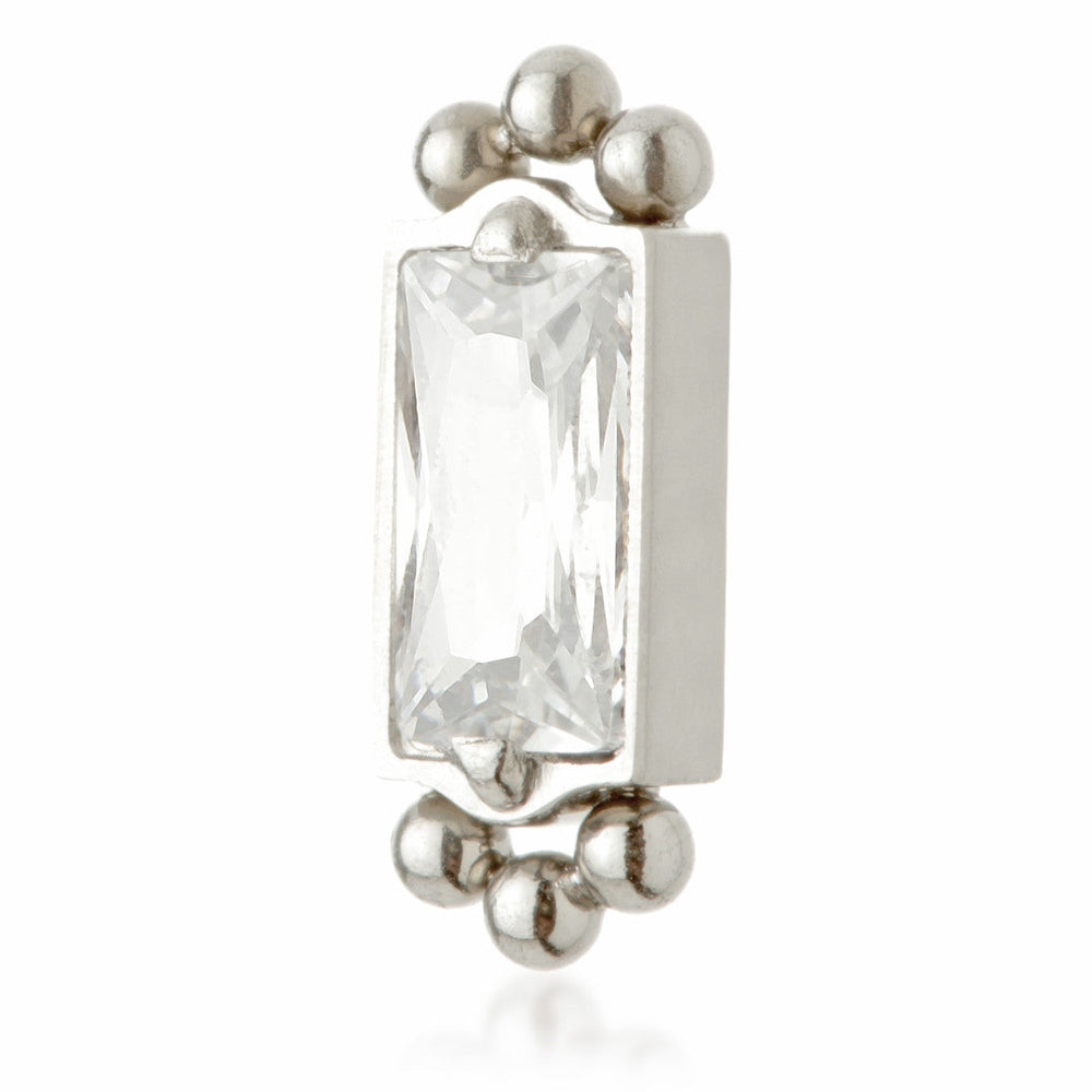 Ti Internal Jewelled Rectangle with Double Tri Beads Attachment (0.9mm thread)