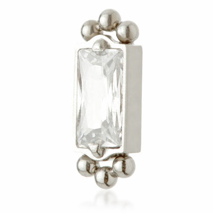 Ti Internal Jewelled Rectangle with Double Tri Beads Attachment (0.9mm thread)
