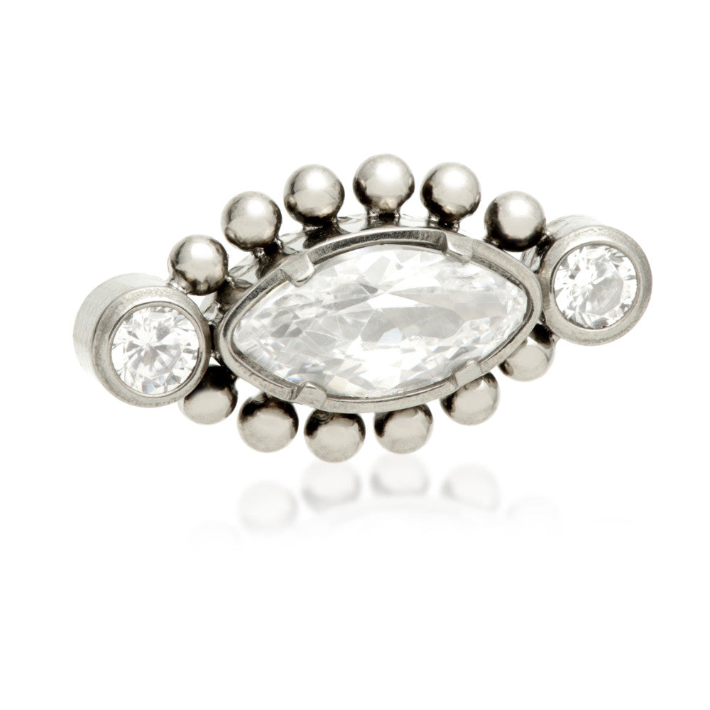 Ti Internal Millegrained Marquise with Side Gem Attachment (0.9mm thread)